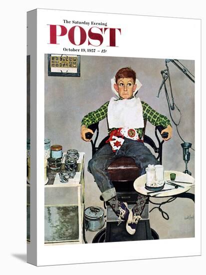 "In the Dentist's Chair" Saturday Evening Post Cover, October 19, 1957-Kurt Ard-Premier Image Canvas