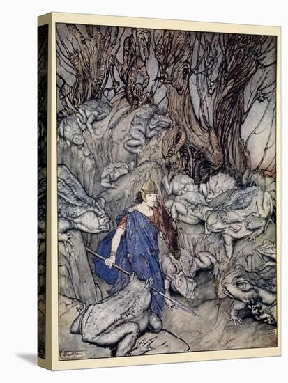 In the Forked Glen into Which He Slipped at Night-Fall He Was Surrounded by Giant Toads-Arthur Rackham-Premier Image Canvas