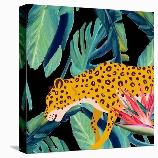 In the Palms Leopards 2-Kimberly Allen-Stretched Canvas