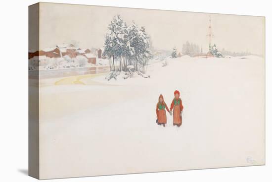 In the Snow, 1910 (w/c and pencil on paper)-Carl Larsson-Premier Image Canvas