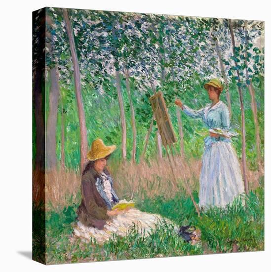 In the Woods at Giverny: Blanche Hoschedé at Her Easel with Suzanne Hoschedé Reading, 1887-Claude Monet-Premier Image Canvas