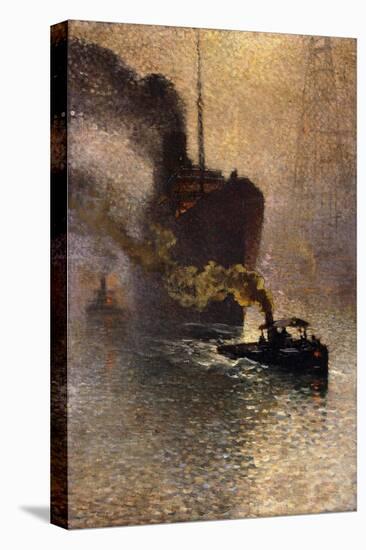 In Tow on the Thames in the Fog-Emile Claus-Premier Image Canvas