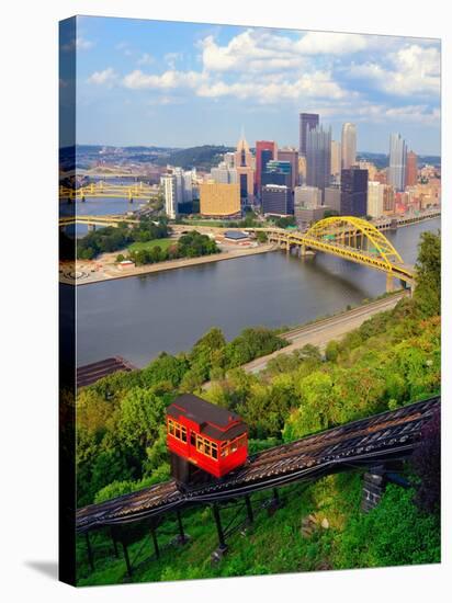 Incline Operating in Front of the Downtown Skyline of Pittsburgh, Pennsylvania, Usa.-SeanPavonePhoto-Premier Image Canvas