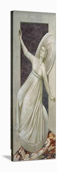 Inconstancy, Female Figure Rolling Down a Slope Precariously Balanced on a Wheel-Giotto di Bondone-Premier Image Canvas