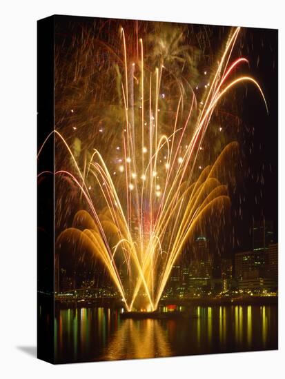 Independence Day Fireworks Launched off Barge in the Middle of the Willamette River, Portland-Steve Terrill-Premier Image Canvas