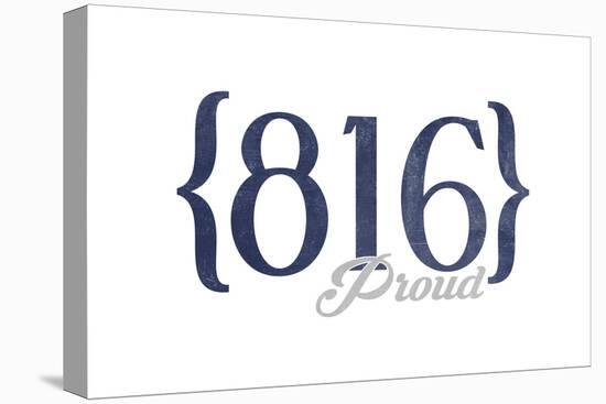 Independence, Missouri - 816 Area Code (Blue)-Lantern Press-Stretched Canvas