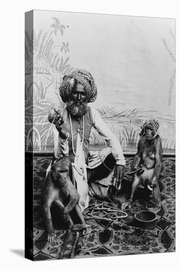 India, Fakir with monkeys, c.1890-1925-null-Premier Image Canvas