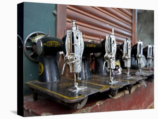 India, Mysore; Recently-Repaired Sewing Machines Outside a Sewing-Machine Repair Shop in Mysore-Niels Van Gijn-Premier Image Canvas