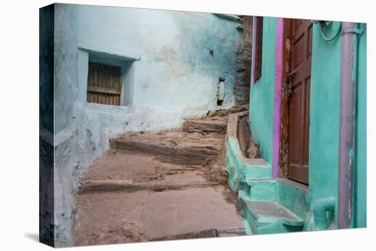 India, Rajasthan, Udaipur Narrow Winding Street with Steps-Emily Wilson-Premier Image Canvas