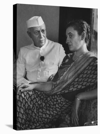India's Prime Minister Jawaharlal Nehru with Daughter Indira Gandhi at the Asia African Conference-Lisa Larsen-Premier Image Canvas