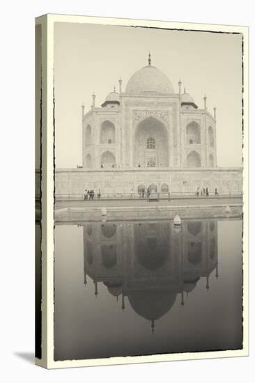 India, Uttar Pradesh, Agra, Black and White of the Taj Mahal Reflected in One of the Bathing Pools-Alex Robinson-Premier Image Canvas