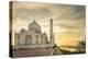India, Uttar Pradesh. Agra. Taj Mahal tomb and minarets on the Yamuna River at sunset-Alison Jones-Premier Image Canvas