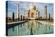 India, Uttar Pradesh. Agra. Taj Mahal tomb and minarets with reflecting pool in foreground-Alison Jones-Premier Image Canvas