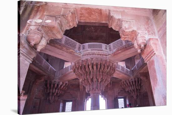 India, Utter Pradesh. Agra Fort . Richly Decorated Semi-Circular Red Sandstone Fort-Emily Wilson-Premier Image Canvas