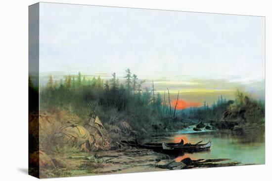 Indian Camp-Albert Bierstadt-Stretched Canvas
