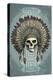 Indian Chief Skull and Headdress-Lantern Press-Stretched Canvas