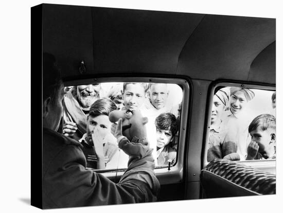 Indian children looking into puppeteer Bil Baird's car, March 1962.-James Burke-Premier Image Canvas