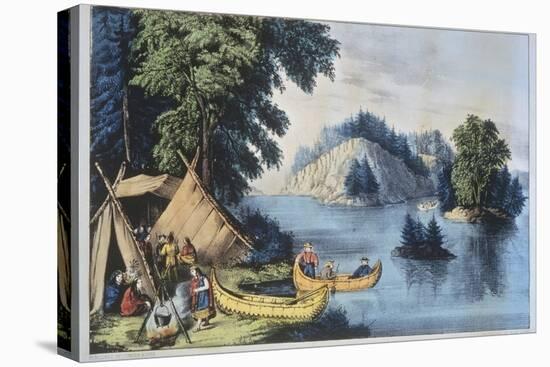 Indian Encampment on the St. Lawrence-Currier & Ives-Premier Image Canvas