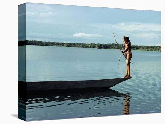 Indian Fishing with Bow and Arrow, Xingu, Amazon Region, Brazil, South America-Claire Leimbach-Premier Image Canvas