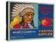 Indian Head Apple Label - Yakima, WA-Lantern Press-Stretched Canvas