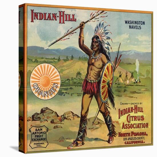 Indian Hill Brand - Pomona, California - Citrus Crate Label-Lantern Press-Stretched Canvas