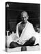 Indian Leader Mohandas Gandhi Sitting Cross Legged at Prayer Meeting-null-Premier Image Canvas