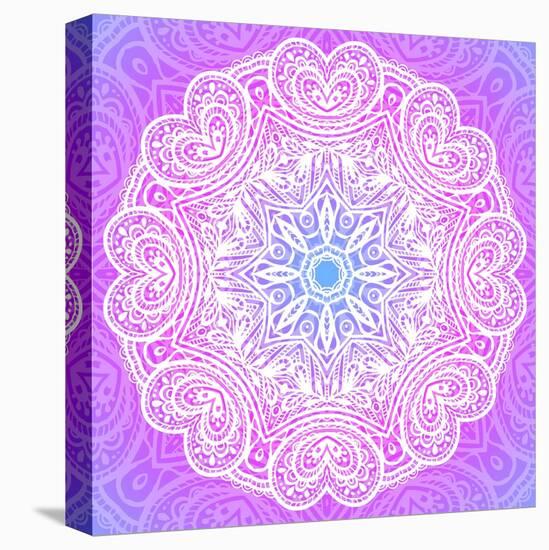 Indian Ornament, Mandala in Pink-art_of_sun-Stretched Canvas