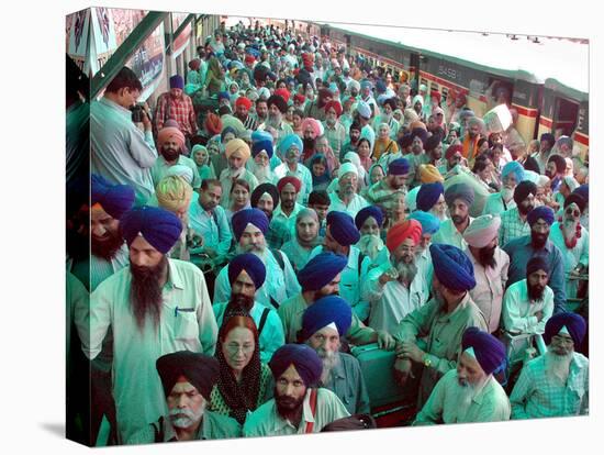 Indian Sikh Pilgrims Wait for Immigration Clearance at Wagah Railway Station Near Lahore-null-Premier Image Canvas