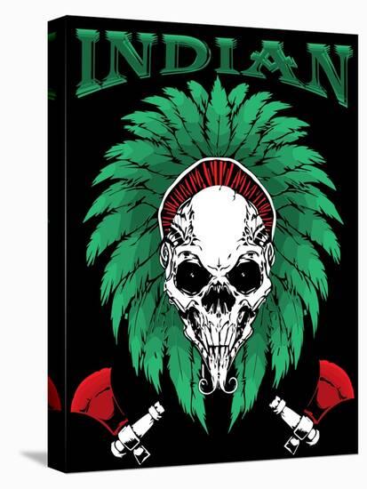 Indian Skull Vector Illustration-emeget-Stretched Canvas