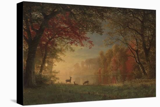 Indian Sunset: Deer by a Lake, c.1880-90-Albert Bierstadt-Premier Image Canvas