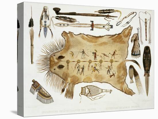 Indian Utensils and Arms, Plate 21 from Volume 2 of "Travels in the Interior of North America"-Karl Bodmer-Premier Image Canvas