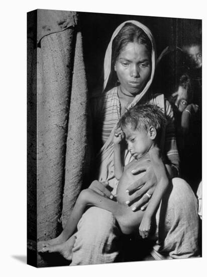 Indian Wife of a Tannery Worker Holding Her Child at Home in the Chawls-Margaret Bourke-White-Premier Image Canvas