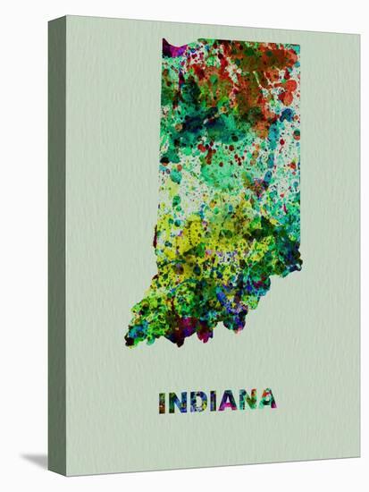 Indiana Color Splatter Map-NaxArt-Stretched Canvas