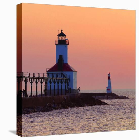 Indiana Dunes lighthouse at sunset, Indiana Dunes, Indiana, USA-Anna Miller-Premier Image Canvas