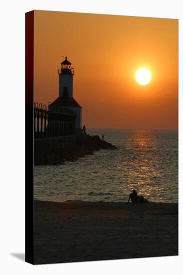 Indiana Dunes lighthouse at sunset, Indiana Dunes, Indiana, USA-Anna Miller-Premier Image Canvas