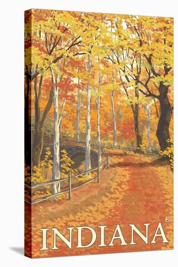 Indiana - Fall Colors-Lantern Press-Stretched Canvas