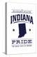 Indiana State Pride - Blue on White-Lantern Press-Stretched Canvas