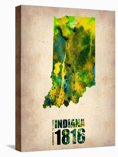 Indiana Watercolor Map-NaxArt-Stretched Canvas