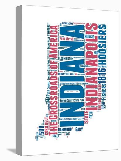 Indiana Word Cloud Map-NaxArt-Stretched Canvas