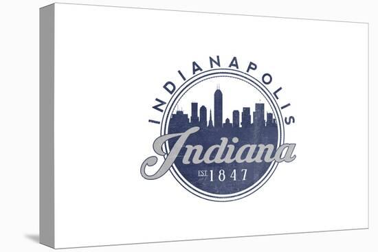 Indianapolis, Indiana - Skyline Seal (Blue)-Lantern Press-Stretched Canvas