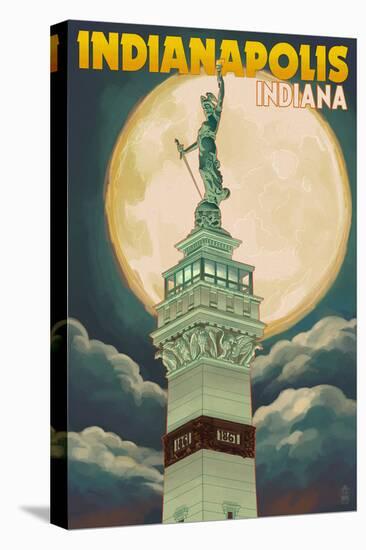 Indianapolis, Indiana - Soldiers' and Sailors' Monument and Moon-Lantern Press-Stretched Canvas