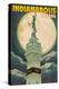 Indianapolis, Indiana - Soldiers' and Sailors' Monument and Moon-Lantern Press-Stretched Canvas