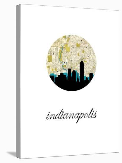 Indianapolis Map Skyline-Paperfinch 0-Stretched Canvas