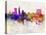 Indianapolis Skyline in Watercolor Background-paulrommer-Stretched Canvas