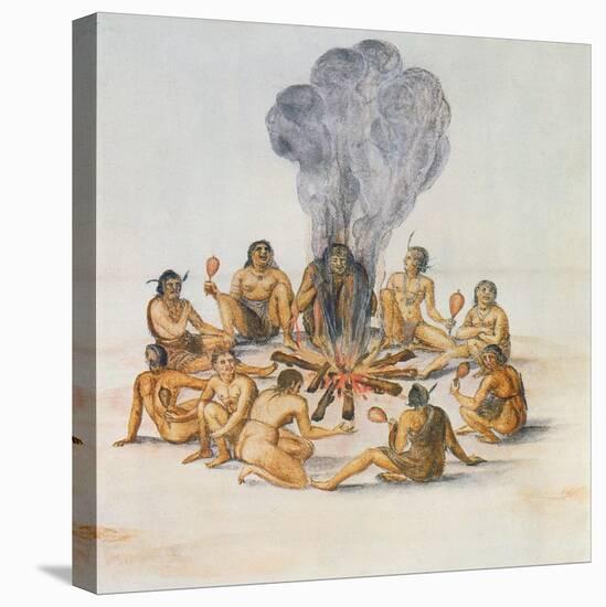 Indians Round a Fire-John White-Premier Image Canvas