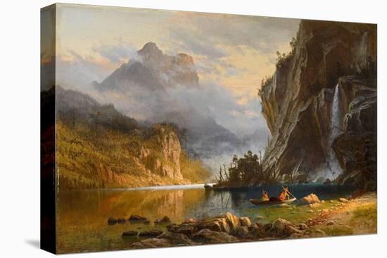 Indians Spear Fishing, 1862 (Oil on Canvas)-Albert Bierstadt-Premier Image Canvas