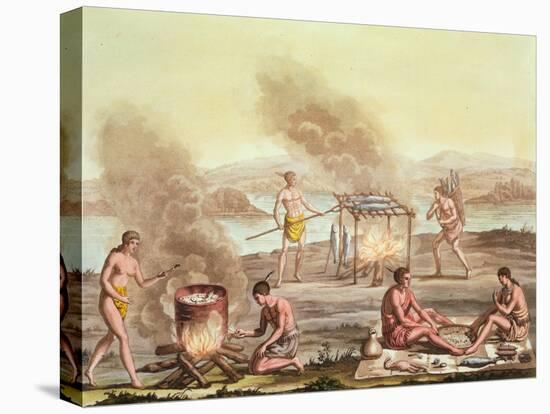 Indigenous Natives from Florida Preparing and Cooking Food-John White-Premier Image Canvas