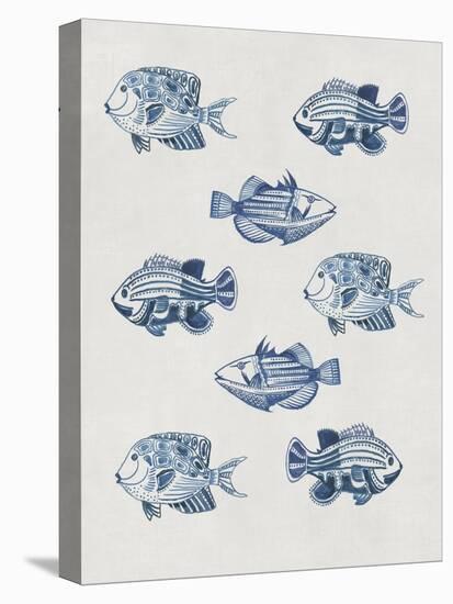 Indigo Fishes-Aimee Wilson-Stretched Canvas