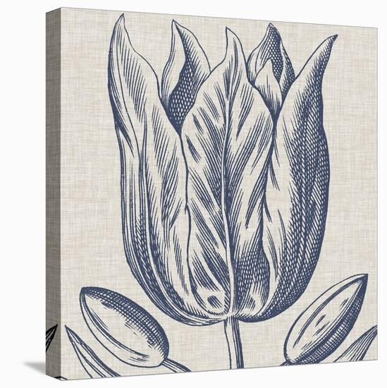 Indigo Floral on Linen VI-Vision Studio-Stretched Canvas