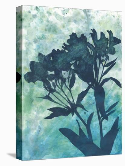 Indigo Floral Silhouette II-Megan Meagher-Stretched Canvas
